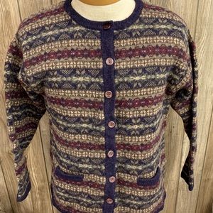 Croft and Barrow Womens 100% Wool Button Front Cardigan Cozy Sweater